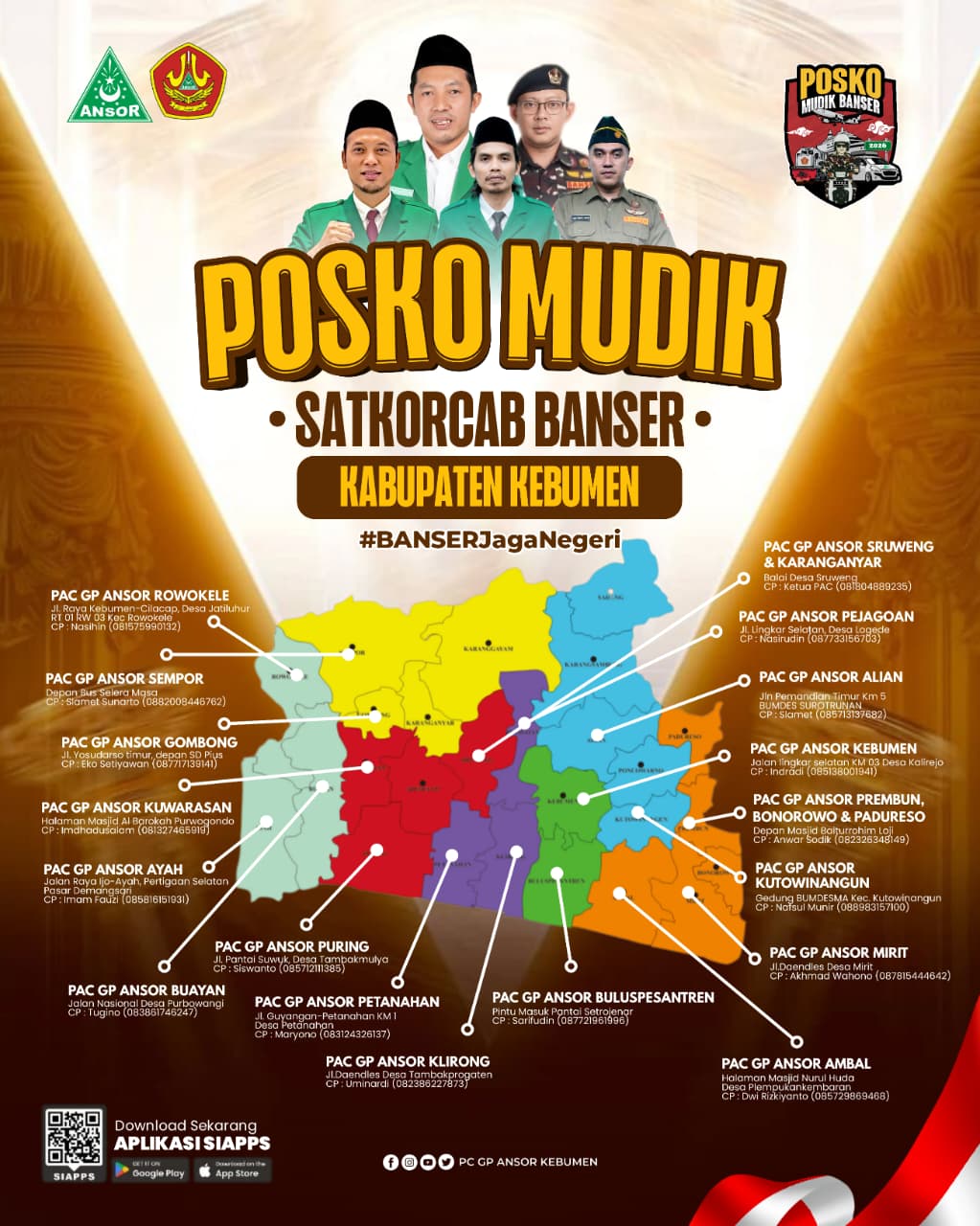 Peta Sebaran Posko Mudik Banser Kebumen